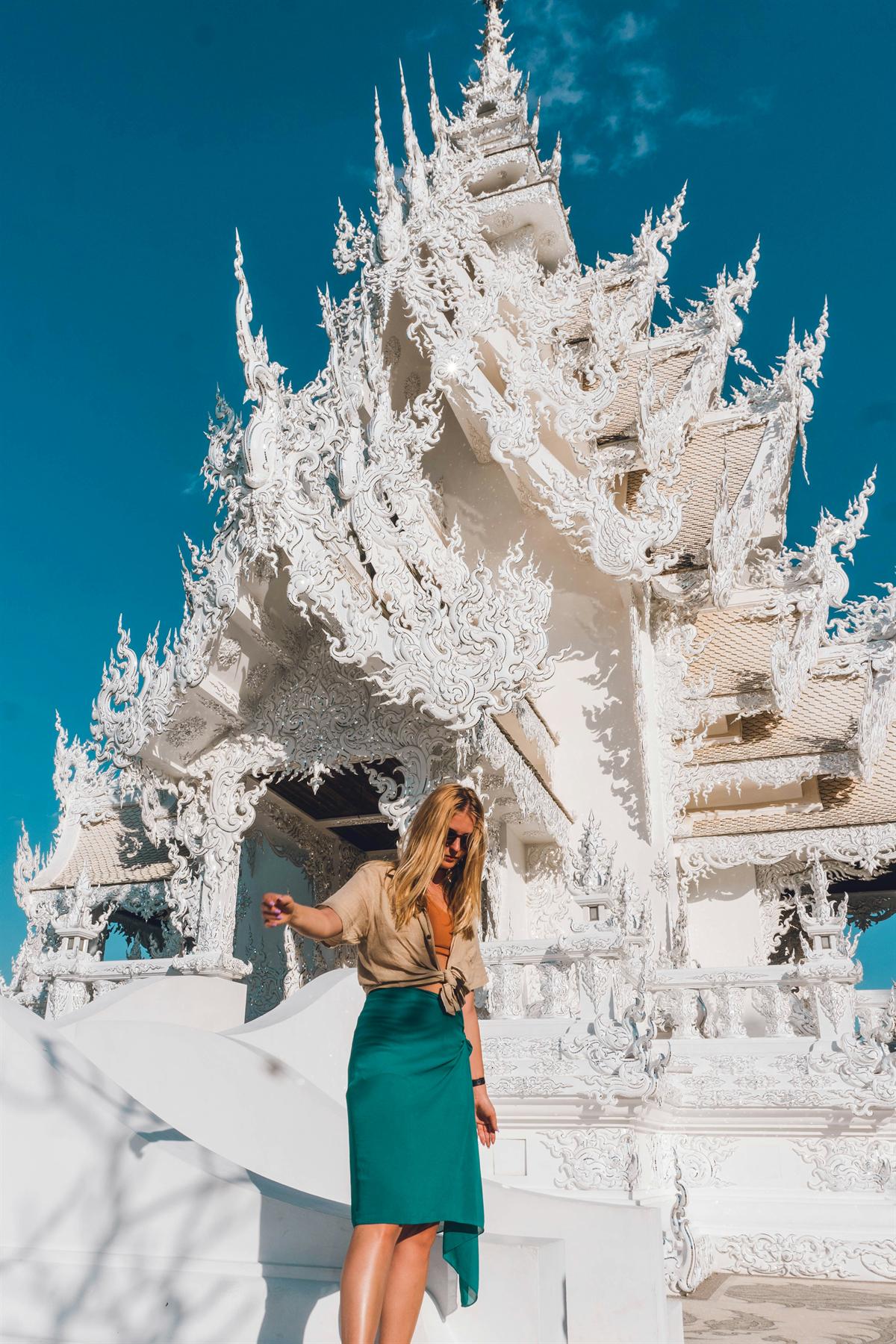 A traveller at Wat Rong Khun, the White Temple